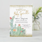 Mexicaanse Cactus Virtual Baby Sprinkle Uitnodigin Kaart (Staand voorkant)