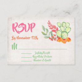 Mexicaanse Cactus Wedding RSVP Response kaarten Kaartje
