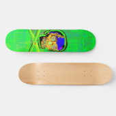 Mexicaanse Calavera Groene Gebarsten Schedel Grung Persoonlijk Skateboard (Horizontaal)