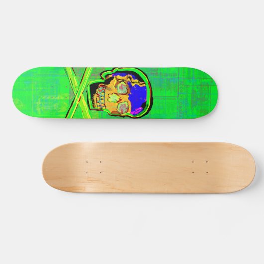 Mexicaanse Calavera Groene Gebarsten Schedel Grung Persoonlijk Skateboard (Horizontaal)