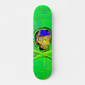 Mexicaanse Calavera Groene Gebarsten Schedel Grung Persoonlijk Skateboard (Voorkant)