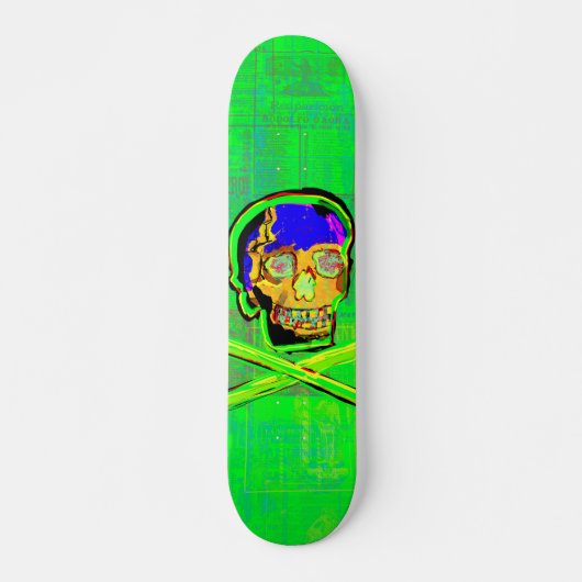 Mexicaanse Calavera Groene Gebarsten Schedel Grung Persoonlijk Skateboard (Voorkant)