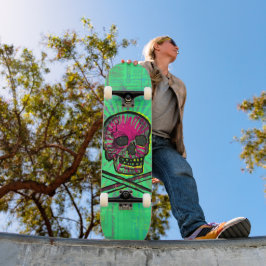 Mexicaanse Calavera Groene Ray Skull Grunge Kunst Persoonlijk Skateboard