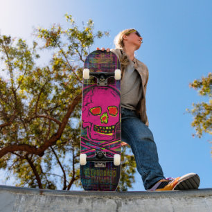 Mexicaanse Calavera Rood en Zwarte Schedel Grunge Persoonlijk Skateboard