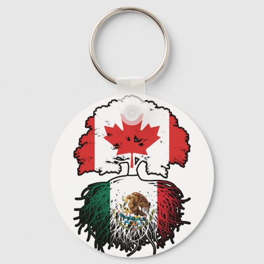 Mexicaanse Canada Tree Roots Vlag Sleutelhanger (Voorkant)