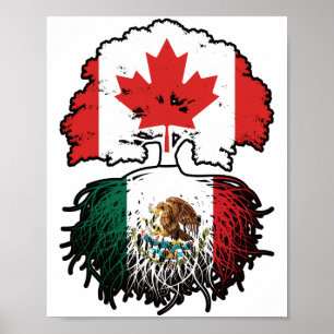 Mexicaanse Canadese vlag voor boomstammen in Canad Poster