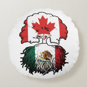 Mexicaanse Canadese vlag voor boomstammen in Canad Rond Kussen