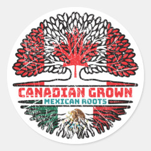 Mexicaanse Canadese vlag voor boomstammen in Canad Ronde Sticker