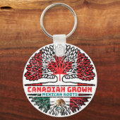 Mexicaanse Canadese vlag voor boomstammen in Canad Sleutelhanger (Achterkant)