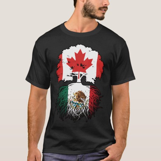 Mexicaanse Canadese vlag voor boomstammen in Canad T-shirt (Voorkant)