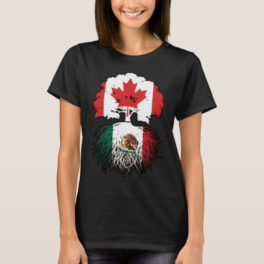 Mexicaanse Canadese vlag voor boomstammen in Canad T-shirt (Voorkant)