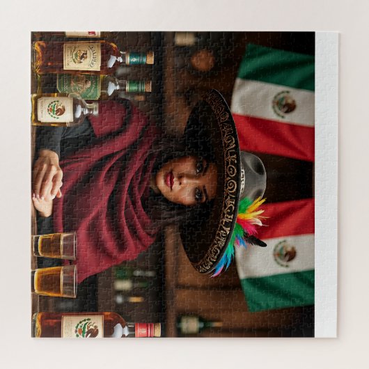 Mexicaanse Cantina Portret - Vrouw in Charro Sombr Legpuzzel (Horizontaal)