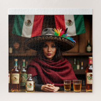 Mexicaanse Cantina Portret - Vrouw in Charro Sombr Legpuzzel
