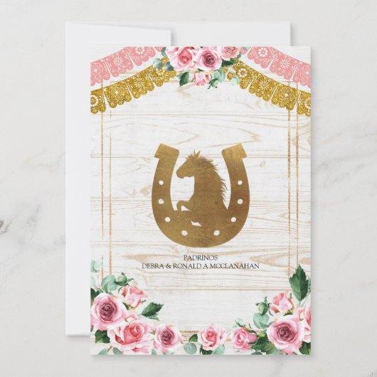 Mexicaanse Charra Pink Rose 3rd Birthday Western Kaart (Achterkant)