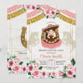 Mexicaanse Charra Pink Rose 3rd Birthday Western Kaart (Voorkant / Achterkant)