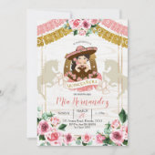 Mexicaanse Charra Pink Rose Quinceanera Western Kaart (Voorkant)