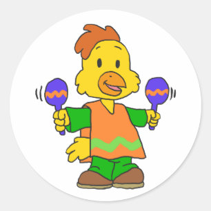 Mexicaanse Chick cartoon Achtergrondkleur kiezen Ronde Sticker