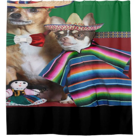 Mexicaanse Chihuahua-honden Shower-gordijn Douchegordijn (Voorkant)