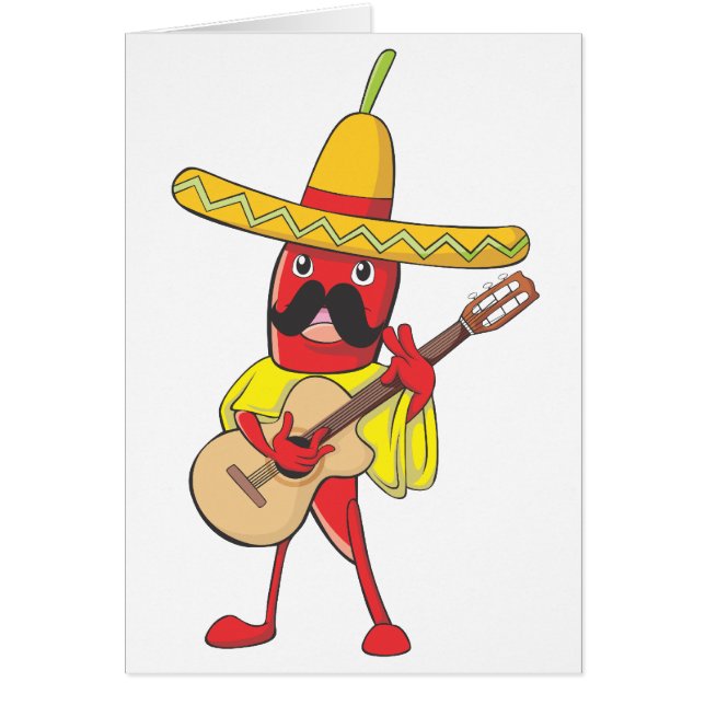 Mexicaanse Chili die gitaar speelt (Voorkant)