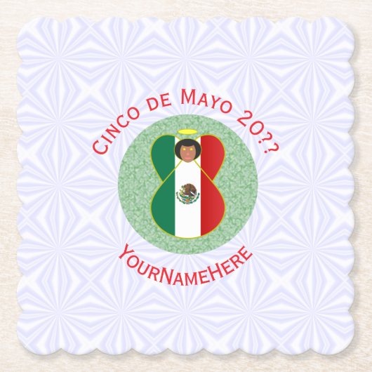 Mexicaanse Cinco de Mayo Engel Persoonlijk Kartonnen Onderzetters (Voorkant)