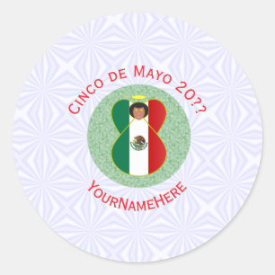 Mexicaanse Cinco de Mayo Engel Persoonlijk  Ronde Sticker