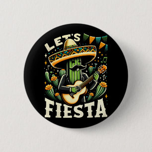 Mexicaanse Cinco de Mayo Gitaar Cactus voor Jongen Ronde Button 5,7 Cm