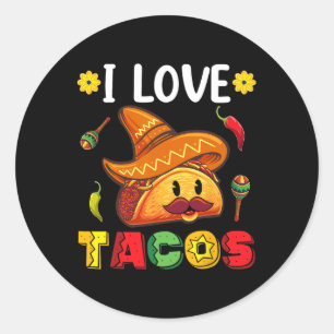 Mexicaanse Cinco de Mayo Shirt I Love Tacos Ronde Sticker