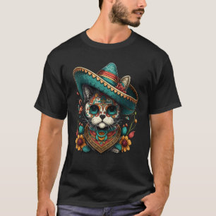 Mexicaanse Cinco De Mayo Suiker Schedel Hoed Kat T-shirt