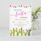 Mexicaanse Colorful Cactus Fiesta Baby shower Part Kaart (Staand voorkant)