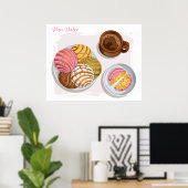 Mexicaanse Concha Pan Dulce & Champurrado Mok Keuk Poster (Thuiskantoor)