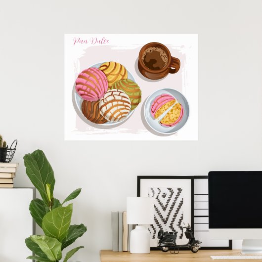 Mexicaanse Concha Pan Dulce & Champurrado Mok Keuk Poster (Thuiskantoor)