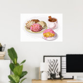 Mexicaanse Conchas Pan Dulce & Hete Chocolade Keuk Poster (Thuiskantoor)
