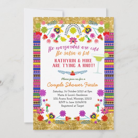 Mexicaanse Couple Shower Fiesta Invitation Kaart (Voorkant)