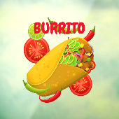 Mexicaanse Cuisine Burrito Window Cling Raamsticker (Vel 3)