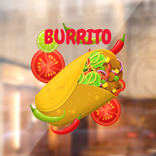 Mexicaanse Cuisine Burrito Window Cling Raamsticker