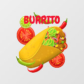 Mexicaanse Cuisine Burrito Window Cling Raamsticker (Vel)