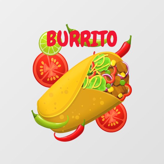 Mexicaanse Cuisine Burrito Window Cling Raamsticker (Vel)