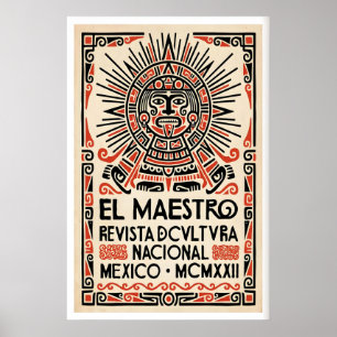 Mexicaanse cultuur poster gestileerd Azteekse gezi