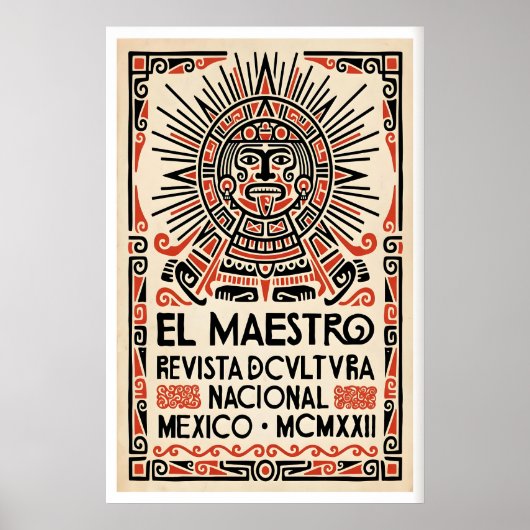 Mexicaanse cultuur poster gestileerd Azteekse gezi (Voorkant)