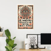 Mexicaanse cultuur poster gestileerd Azteekse gezi (Thuiskantoor)