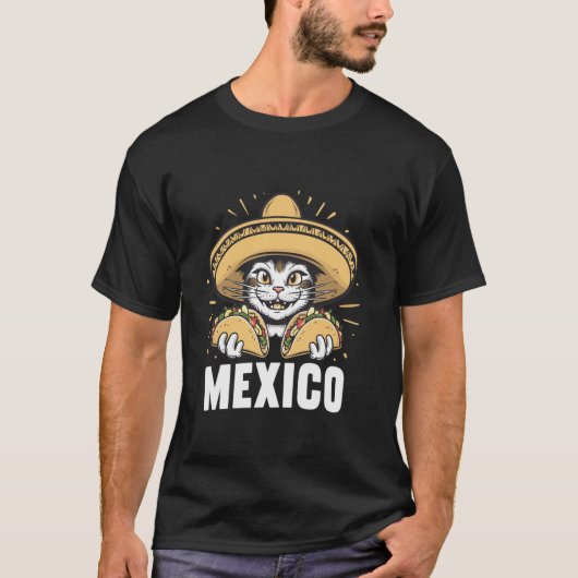 Mexicaanse cultuurliefhebber Funny Cat Taco Lover T-shirt (Voorkant)