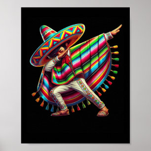 Mexicaanse Dabbing Poncho Cinco De Mayo Dab Fiesta Poster