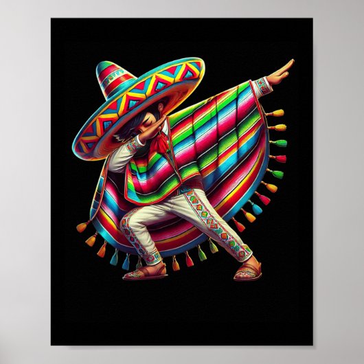 Mexicaanse Dabbing Poncho Cinco De Mayo Dab Fiesta Poster (Voorkant)