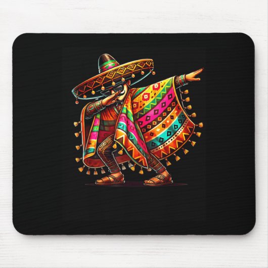 Mexicaanse dabende hoed snor cinco de mayo muismat (Voorkant)
