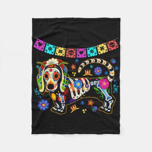 Mexicaanse Dachshund Bone Halloween Day O Fleece Deken (Voorkant)