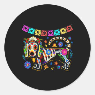 Mexicaanse Dachshund Bone Halloween Day O Ronde Sticker