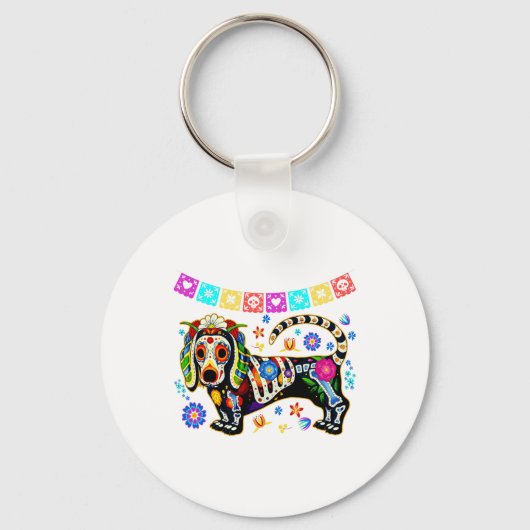 Mexicaanse Dachshund Bone Halloween Day O Sleutelhanger (Voorkant)