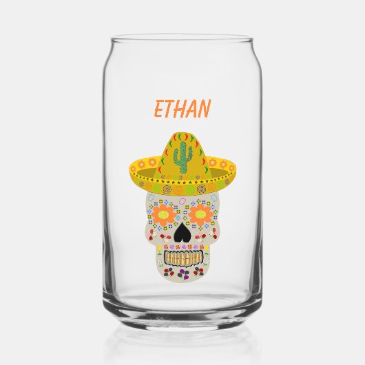Mexicaanse dag van de dode schedel blikvorm glas (Voorkant)