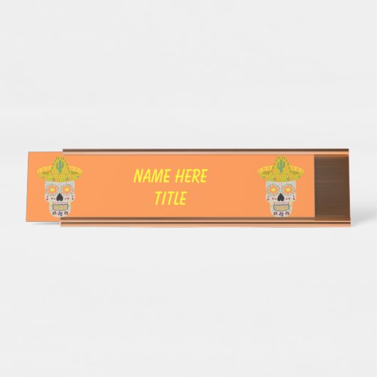 Mexicaanse dag van de dode schedel bureau naambordje (Voorkant)