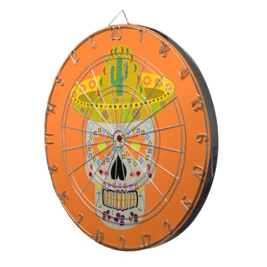 Mexicaanse dag van de dode schedel dartbord (Voorkant Rechts)